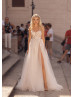 Strapless Sweetheart Ivory Lace Tulle Slit Sexy Wedding Dress